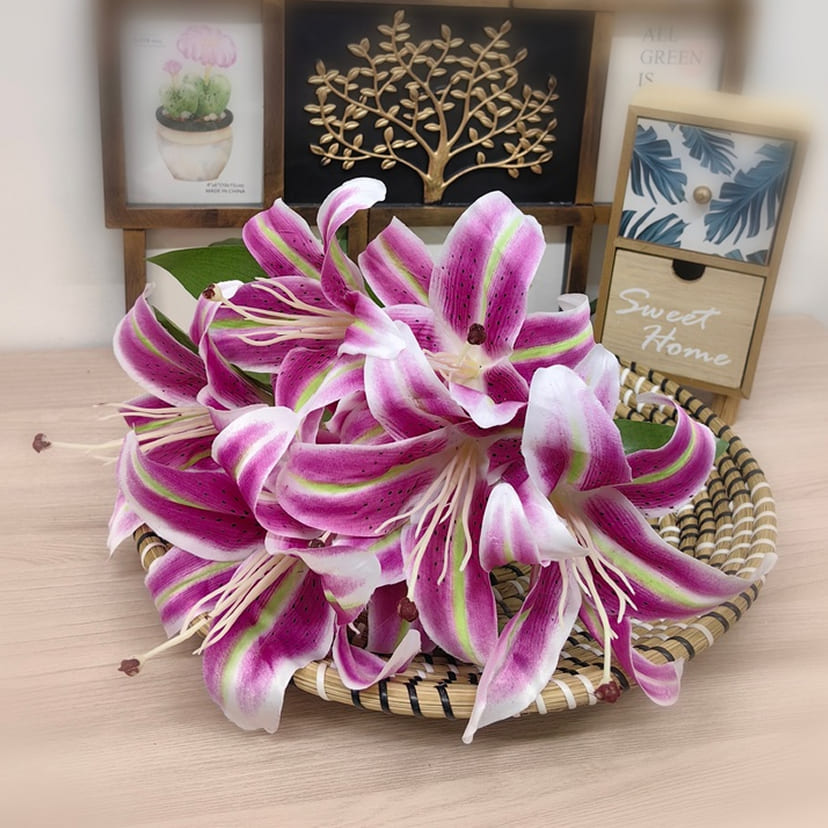 Искусственные цветы в Чапаевске | Цветы искусственные «Лилии крупные», розово-сиреневые, букет