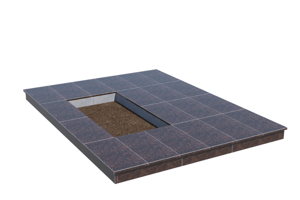 Площадки на могилу в Чапаевске | Площадка с вертикальной (10 см) облицовкой Дымовским гранитом (под цветник)