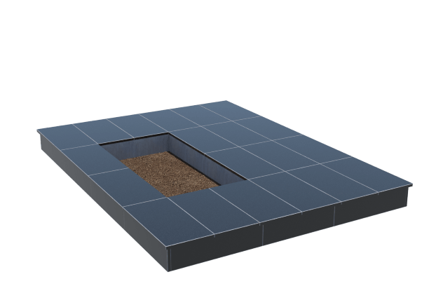 Площадки на могилу в Чапаевске | Площадка с вертикальной (15 см) облицовкой гранитом Габбро (под цветник)