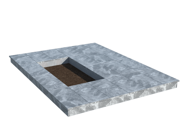 Площадки на могилу в Чапаевске | Площадка с вертикальной (10 см) мраморной облицовкой (под цветник)