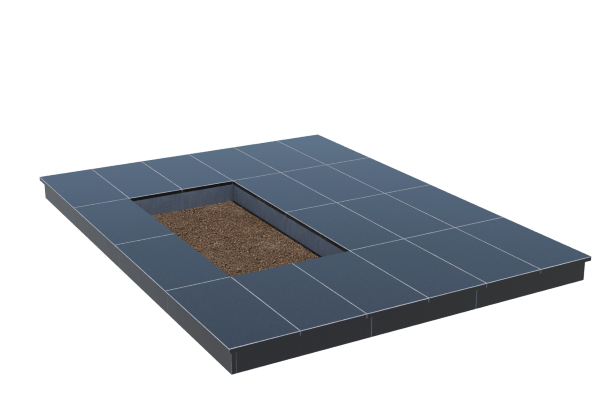 Площадки на могилу в Чапаевске | Площадка с вертикальной (10 см) облицовкой гранитом Габбро (под цветник)