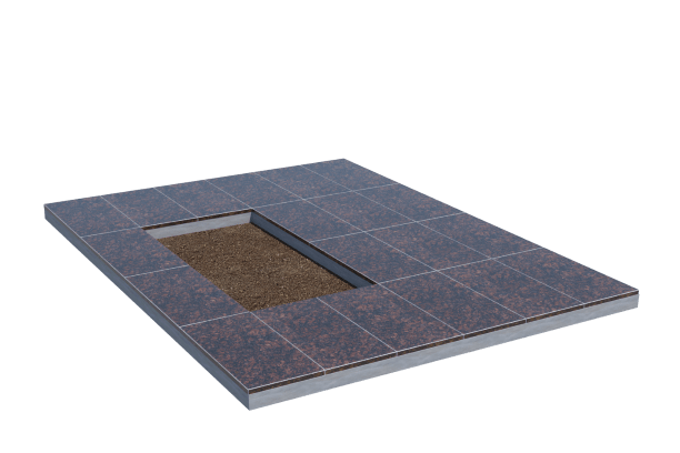 Площадки на могилу в Чапаевске | Площадка с облицовкой Дымовским гранитом (под цветник)